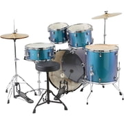 طقم طبول كامل من 5 قطع من Ludwig BackBeat مع أدوات معدنية وصنج - Pacific Mist