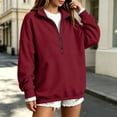 thumbnail image 3 of Ozmmyan Womens Half Zip Sweatshirt for Womens Stand Collar Long Sleeve Oversized Pullover Casual Solid Color Winter Top, 3 of 5