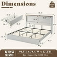 thumbnail image 3 of Papajet King Bed Frame with Bookcase Headboard & Charging Station, 2 Storage Drawers, White, 3 of 9