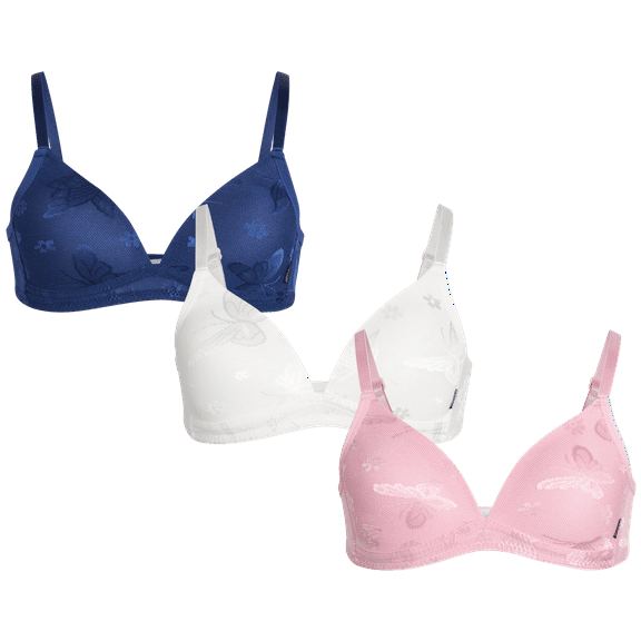 dELiA*s Girls' Training Bra - 3 Pack A-Cup Molded Wire-Free Microfiber Lace Bralette (32A-36A)