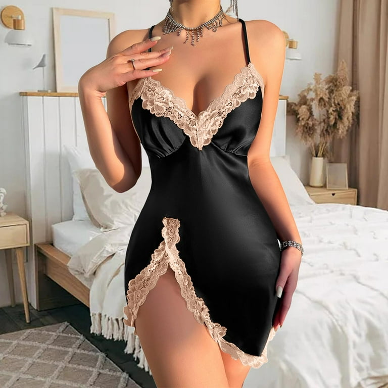 Silk Like Sexy Lace Nightgown Summer Thin Style Breathable Sling Dress Home  Clothes - Walmart.com