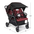 thumbnail image 3 of Foundations Gaggle Odyssey 4-Seat Quad Stroller, Reclining Bench Seats with Canopy, Red/Black​, 3 of 8