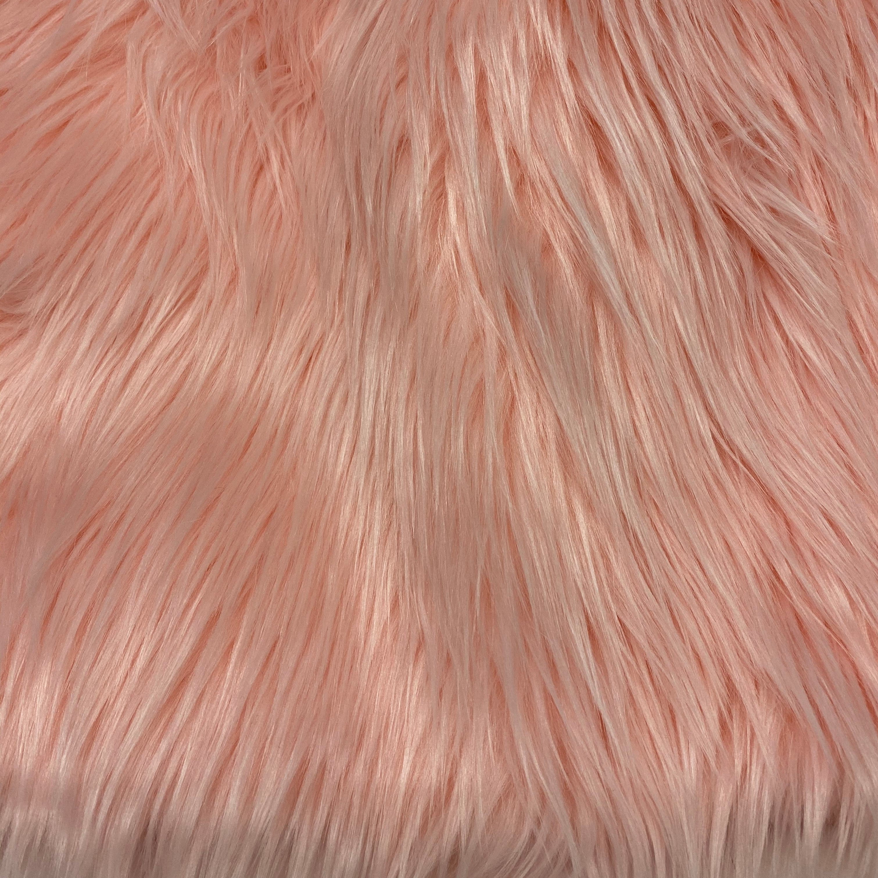 Pink Solid Shaggy Long Hair Pile Faux Fur