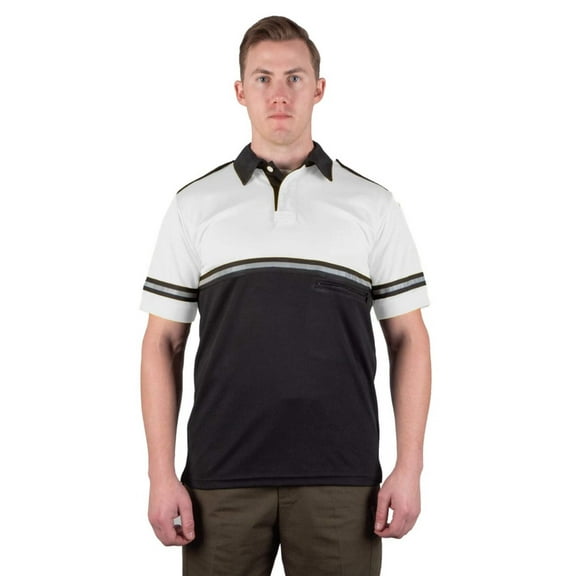 Two Tone Bike Patrol Shirt with Zipper Pocket - White and Black - XS