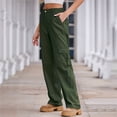 thumbnail image 2 of Pantalones Cargo for mujer, pantalones elásticos de cintura alta, pantalones de viaje de pierna ancha, pantalones casuales holgados, ropa de calle de senderismo con múltiples bolsillos, 2 of 7