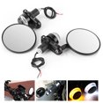 thumbnail image 3 of Motorcycle 2pcs 7/8in Handlebar Rearview Mirrors With LED Turn  Amber White Light Motorcycle Parts, 3 of 8