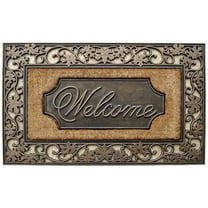 A1HC First Impression Brush Brown 23 in. x 38 in. Rubber and Coir Non-Slip Outdoor Door Mat