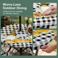 thumbnail image 5 of Round Outdoor Tablecloth with Umbrella Hole and Zipper, Daisy Bees Gnomes Tablecloth with Elastic Waterproof, Black White Plaid Farmhouse Patio Table Covers for 31" - 35" Picnic Pool Tables, 5 of 9