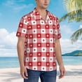 thumbnail image 5 of Xecao Red Plaid Daisy print Hawaiian shirt - a stylish short-sleeve button-down for men, perfect for casual beach and tropical outings., 5 of 9