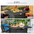thumbnail image 3 of Black Propane Fire Pit Table, 40,000 BTU Smokeless Gas Firepit with 304 Stainless Steel Burner & Lava Rocks, Rattan-Style Outdoor Dining Table for Patio, Backyard and Garden, 3 of 7