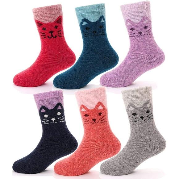 Chaussettes en Laine pour Enfants 6 Paires Garçons Tout-Petits Filles Hiver Bottes Thermiques Chaudes Cabine Épaisses Coton Neige Douces Chaussettes pour Enfant
