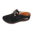 thumbnail image 3 of Rokment Womens Buckles Orthotic Clogs with Arch Support Trendy Casual Suede Closed Toe Platform Wedges Mid Heels Mules Backless Sandals for Ladies Summer Fall Black Size 6, 3 of 9