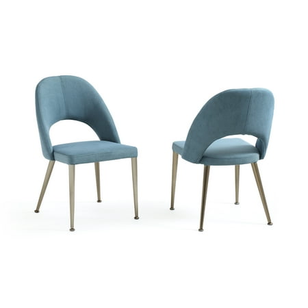 Modrest Gloria Modern Blue & Antique Brass Dining Chair (Set Of Modrest Gloria Modern Blue & Antique Brass Dining Chair (Set of 2)- - Modrest Gloria Modern Blue & Antique Brass Dining Chair (Set Of