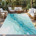 thumbnail image 2 of Turquoise Ombre Marble Outdoor Rug for Patio/Deck/Porch, Non-Slip Large Area Rug 6 x 9 Ft, Modern Abstract Art Marble Fluid Indoor Outdoor Rugs Washable Area Rugs, Camping Rug Carpet Runner, 2 of 8