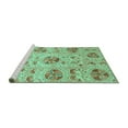 thumbnail image 2 of Ahgly Company Machine Washable Indoor Rectangle Abstract Turquoise Blue Modern Area Rugs, 2' x 5', 2 of 4