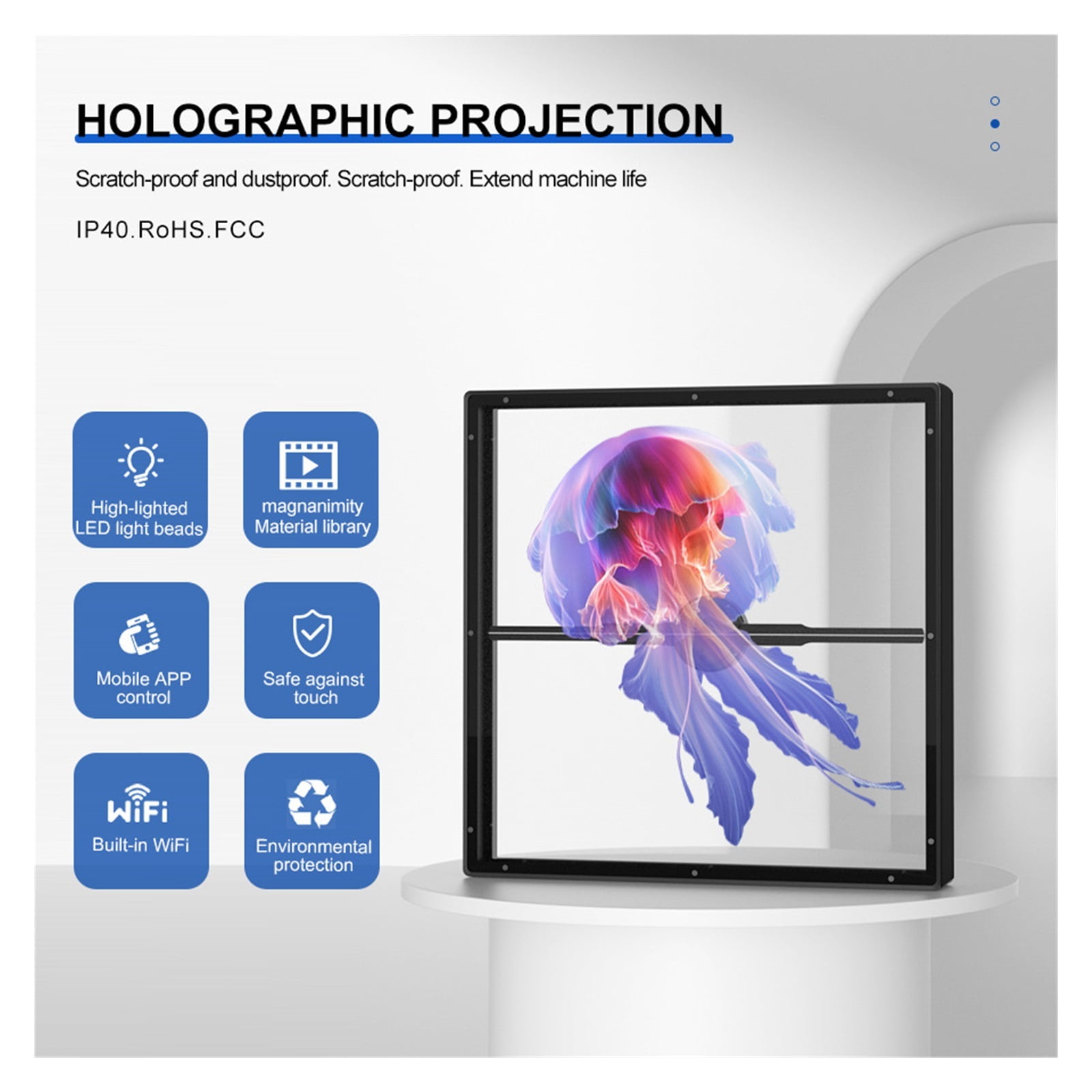 Hologram Fan Projector, 3d Holographic Fan LED Neon Rotating Projection HD Aerial Stereo Imaging Ad LOGO Light Support Mobile Phone WIFI Bluetooth