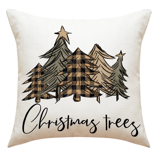 Christmas Decorations Clearance Christmas Print PillowCase Linen Sofa Cushion Cover Home Decor Cushion Cover Family Pillowcase Christmas Tree on Clearance