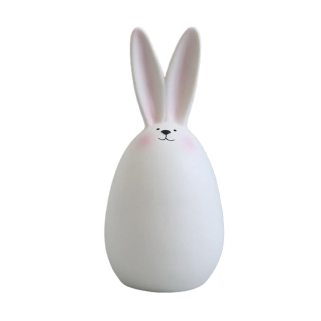 veasfak Adorable Easter Bunny Figurines Sculpture Ceramic Crafts Miniature Animal Rabbit C 15cm Blush