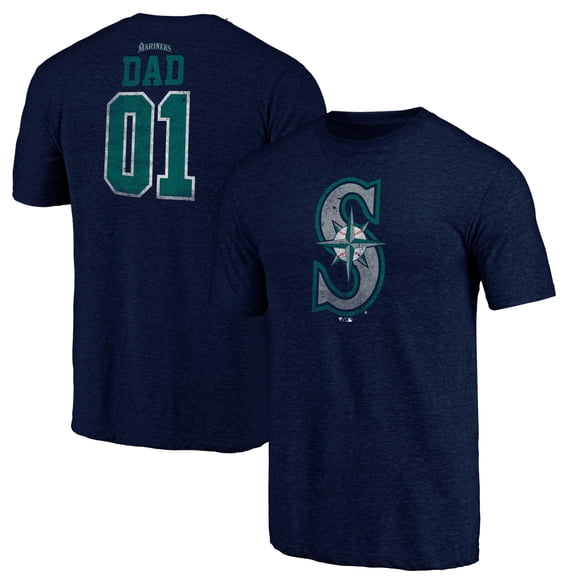 Men's Navy Seattle Mariners Father's Day Greatest Dad Tri-Blend T-Shirt