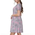 thumbnail image 2 of Goofa Flamingo Pattern Women Summer Short Sleeve Midi Dress with Pockets Casual Aline Flowy Tshirt Dress Vocation Beach Sundress, 2 of 6