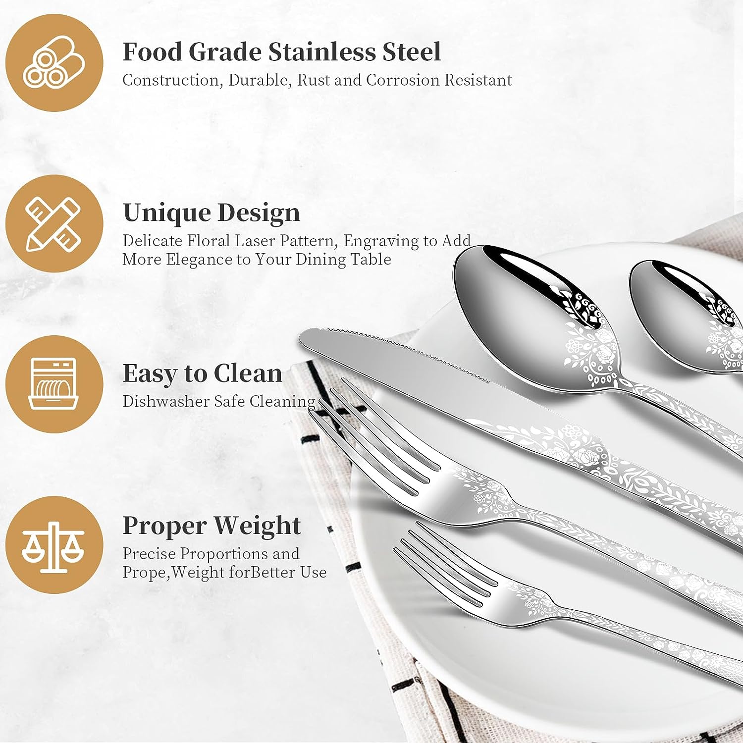 Enfmay 20-Piece Stainless Steel Flatware Set for 4 photo 3