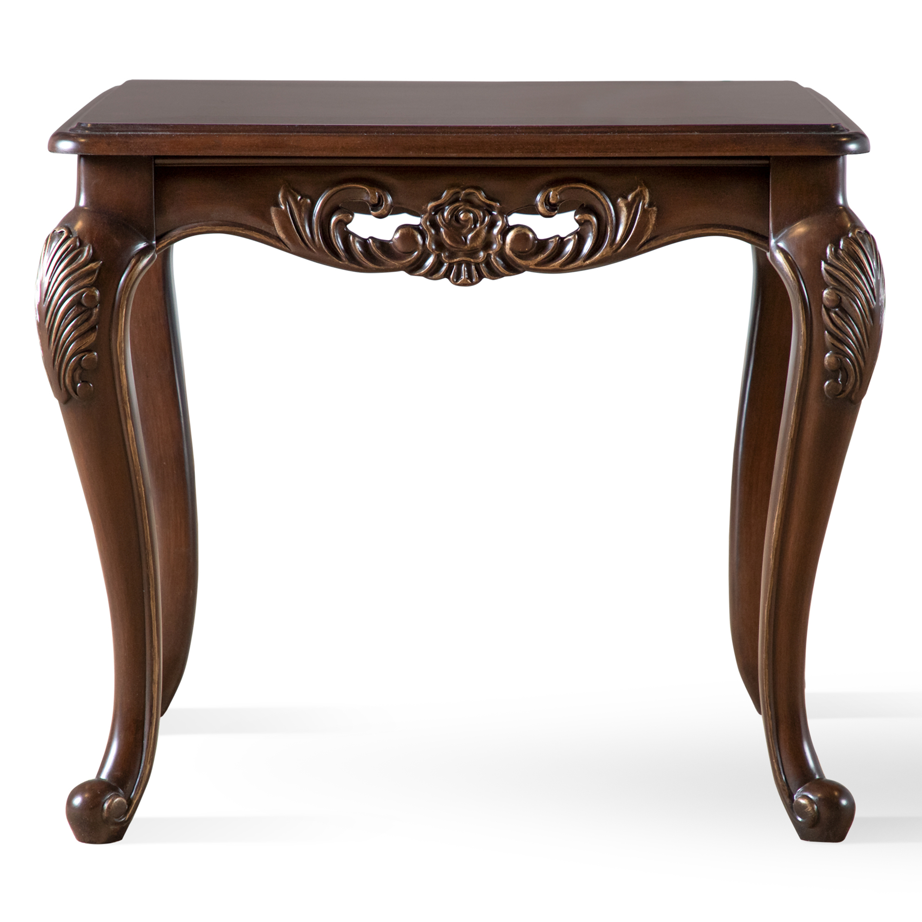 Furniture of America Emmell Traditional Solid Wood End Table, Cherry