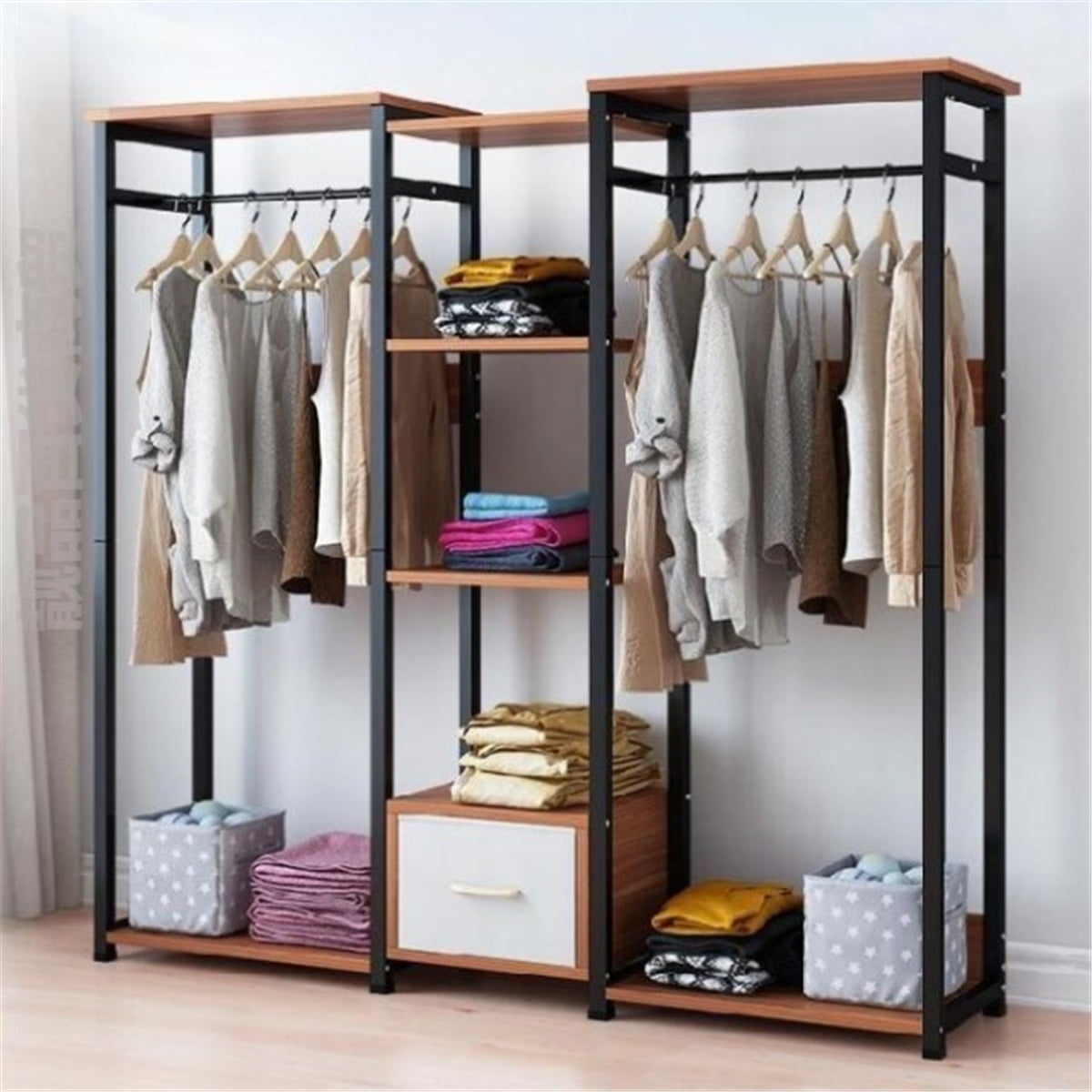 Freestanding Garment Rack Metal Clothes Rack Hanging Storage Organizer Rack Wardrobe with