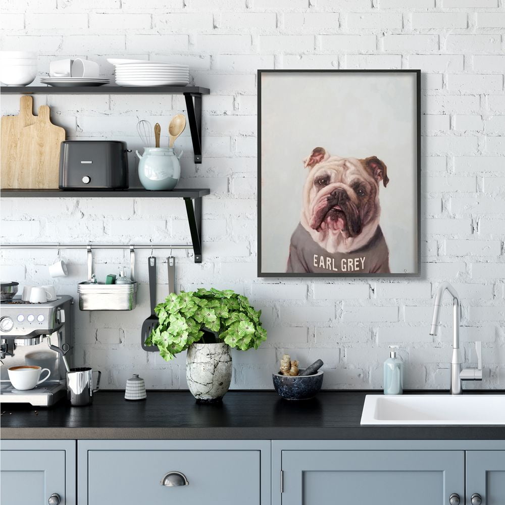 Stupell Industries English Bulldog in Earl Grey Tea Shirt Dog Pun Designed by Lucia Heffernan
