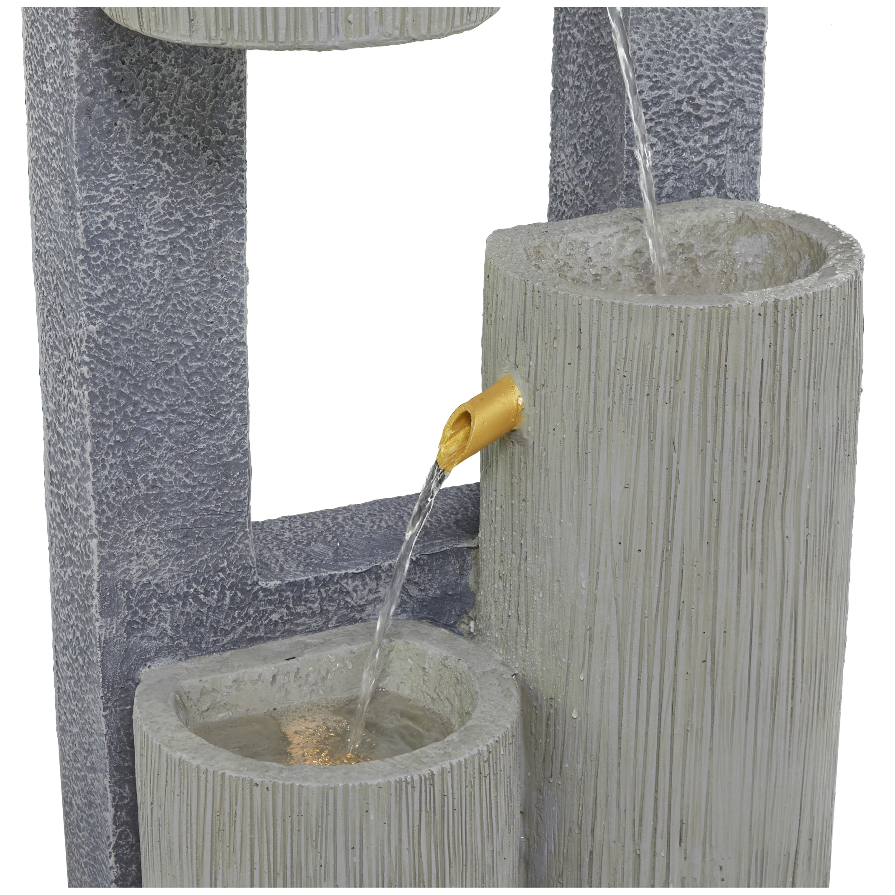 DecMode Gray 3 Tier Fountain Indoor Outdoor Decor with LED Light