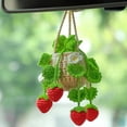 thumbnail image 2 of Car Plant Crochet Hanging Basket, Strawberry Plant Pendant, Car Rearview Mirror Ornament Pendant Green, 2 of 8