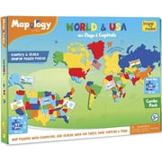 Imagimake Mapology USA, Europe & World Map Puzzle with Country Flags and Capitals for Kids 5+