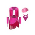 thumbnail image 4 of Aiihoo Kids Cowboy Cowgirl Girls Jazz Latin Dance Outfit Sleeveless Sequin Rhinestone Tassel Tops with Fringed Skirt Gloves Hat Hot Pink 14, 4 of 5