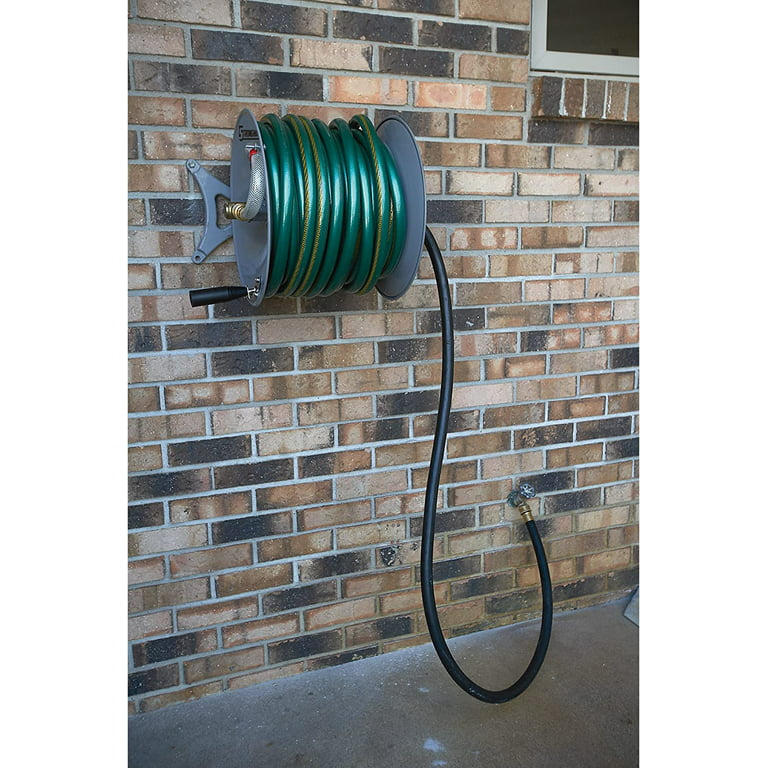 Strongway Wall-Mount Hose Reel with 6ft. Lead-In Hose - Holds 5/8in. x  150ft. Hose
