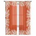thumbnail image 2 of Coastal Coral Semi Sheer Curtains 96 Inch Length 2 Panels Set, Orange White Ocean Marine Nautical Beach Sheer Kitchen Curtain Privacy Voile Window Curtain for Living Room Bedroom Rod Pocket Drapes, 2 of 7