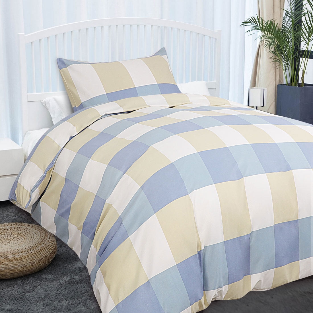 Bedding Duvet Cover Set Checkered Pattern Twin Sizes Duvet Cover Sets