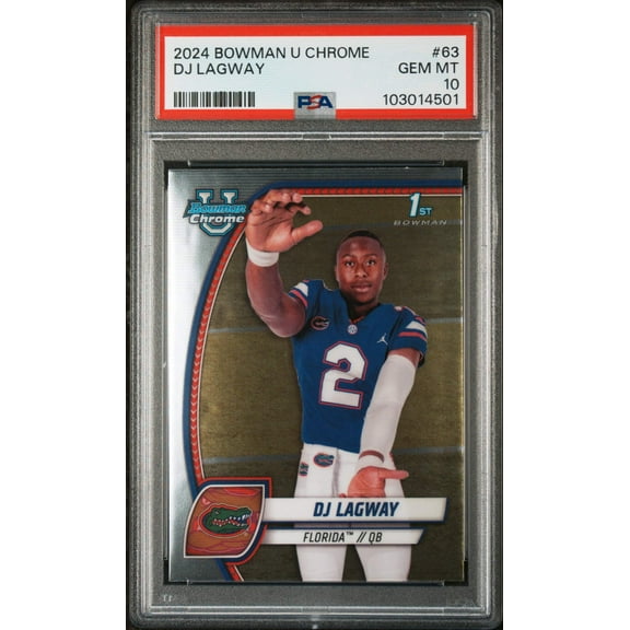 Graded 2024 Topps Bowman U Chrome DJ Lagway #63 Rookie RC Football Card PSA 10 Gem Mint