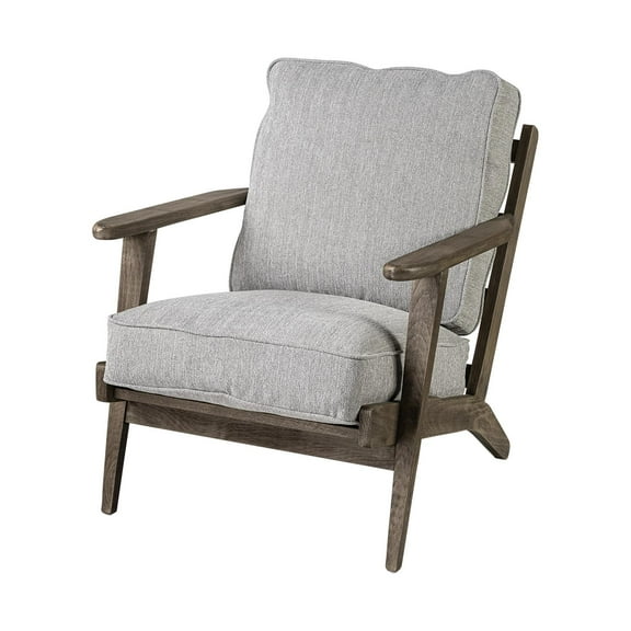 Mercana Olympus VI Frost Gray Fabric Wrapped Honey Wooden Frame Accent Chair