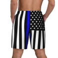 thumbnail image 2 of Men's 2 in 1 Swim Trunks with Compression Liner Thin Blue Line America Flag Quick Dry Beach Shorts, 2 of 6