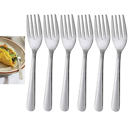6 Salad Forks Stainless Steel 18/0 Utensils Mirror Polished Silverware Flatware