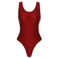 Renvena Women's Metallic Shiny Bodysuit - Flared Sleeve High Cut Leotard For Rave, Club, Party Wear