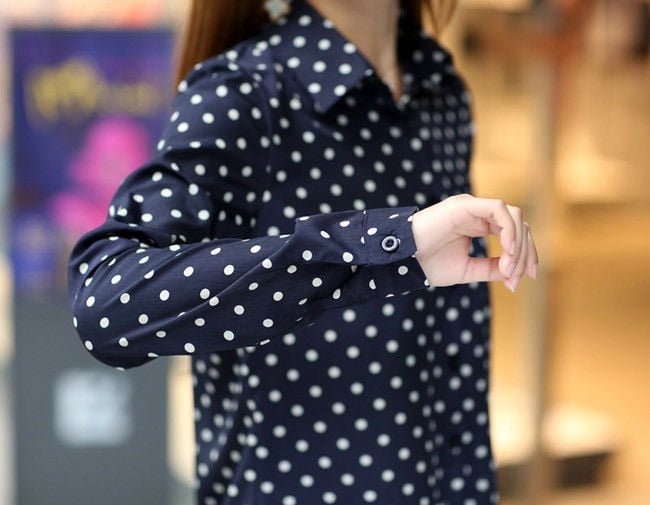 Shirt Polka Dots Chiffon Vintage Blouse 