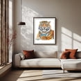 thumbnail image 2 of Too Early Tiger - Painting Humor Animal Coffee Modern Art Pop Art Surrealism Black Framed Wall Art Print 11 x 14 inches, 2 of 4