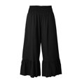 thumbnail image 4 of KHONTS Women's Wide Leg Pants Flowy Boho Elastic High Waist Ruffle Hem Palazzo Pants Plus Size Pleated Vacation Pants Black XXXXL, 4 of 4