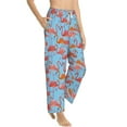 thumbnail image 2 of Uemuo Flamingo Pattern Women's Wide Leg Palazzo Lounge Pants with Pockets Light Weight Loose Comfy Casual Pajama Pants-Large, 2 of 9