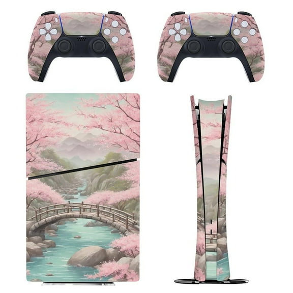 Cherry Bloom Console Skin Bundle for PS5 Pro Slim Disc & Digital / PS4 – Full Wrap   Dual Controller Flair