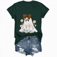 thumbnail image 5 of TOWED22 Halloween Cute Ghost Wear Bow T-Shirts for Women Graphic Short Sleeve Tees Cotton Crew Neck T Shirt Casual Tops(Dark Green,L), 5 of 8
