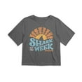 thumbnail image 4 of Shark Week Officially Licensed Lino Sunset Women's Boxy Cropped T-Shirt Casual Graphic Tee, 4 of 6