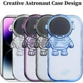 thumbnail image 3 of Creative Cute Astronaut Silicone Phone case with Camera Lens Protection Bracket for iPhone 14 13 12 11 XR Plus Pro Max Fashion Comfortable Anti-Scratch Spaceman Back Cover(Purple,13 Pro max), 3 of 8