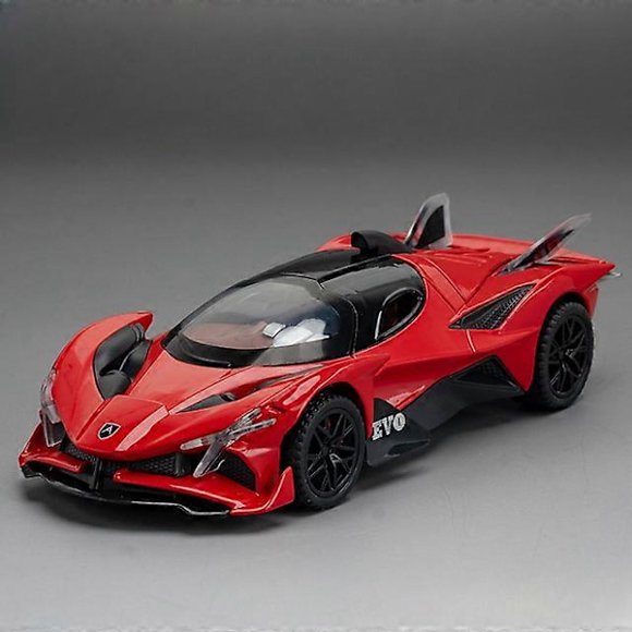 1/32 Apollo EVO Metal Scale Model of Sports Car, Diecast Vehicle with Light, Sound and Pull Back, Toy Car for Kids, Birthday Gift Red