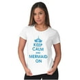 thumbnail image 3 of Keep Calm Mermaid On Beach Day Cute Womens Fitted Plus Size Graphic Tee Brisco Brands 3X, 3 of 5